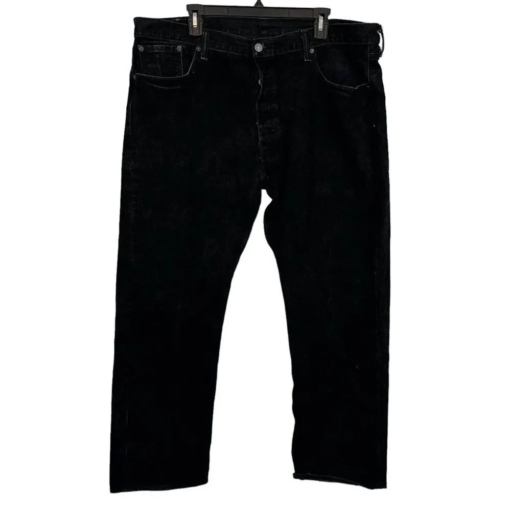 Levis Levi Strauss 501 Mens Black Button Fly Red Tab Straight Leg Jeans 40 x 30